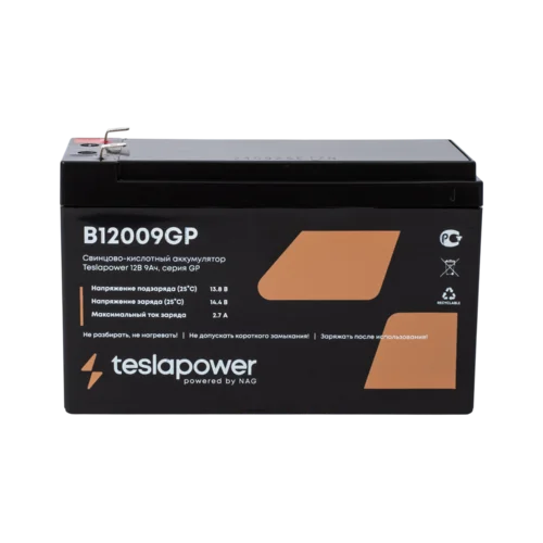 Свинцово-кислотный аккумулятор teslapower 12В 9Ач, серия GP