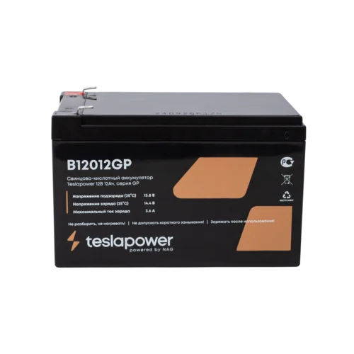 Свинцово-кислотный аккумулятор teslapower 12В 12Ач, серия GP