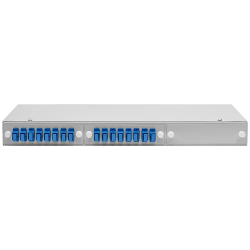Кросс оптический 19" (ШКОС) укомплектованный на 16 SC портов (комплект с розетками)