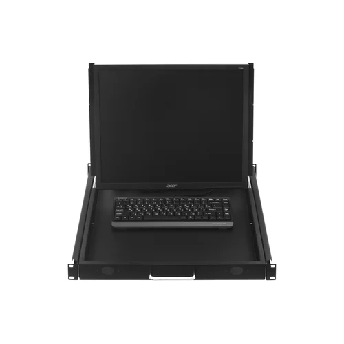 Полка выдвижная с монитором 19" и клавиатурой в шкафы глубиной 1200мм (глубина полки 950мм), цвет черный