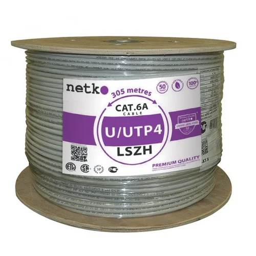Кабель U/UTP4 cat.6a NETKO, 4 пары 23 AWG B, нг(А)-HF LSZH, indoor, 305м