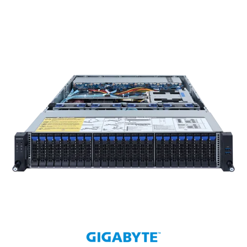 Платформа Gigabyte 2U R262-ZA0, Один процессор AMD EPYC 7003, DDR4, 40x2,5" SATA/SAS, 2x2,5 U2, 2x1000Base-T