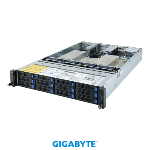 Платформа Gigabyte 2U R282-Z90, До двух процессоров AMD EPYC 7003, DDR4, 8x3,5"/2,5" SATA/SAS, 4x3.5"/2,5 SATA, 2x1000Base-T