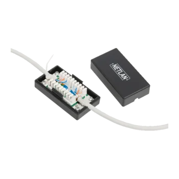 Кабельный соединитель NETLAN IDC-IDC, Кат.5e (Класс D), 100МГц, KRONE, T568A/B, неэкранированный, черный, уп-ка 10шт.