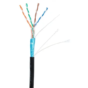 Кабель NETLAN F/UTP 4 пары, Кат.5e (Класс D), 100МГц, одножильный, BC (чистая медь), внешний, PE до -40C, черный, 100м
