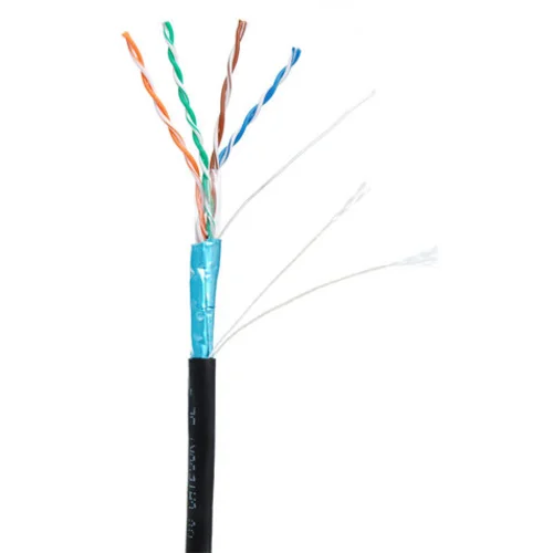 Кабель NETLAN F/UTP 4 пары, Кат.5e (Класс D), 100МГц, одножильный, BC (чистая медь), внешний, PE до -40C, черный, 305м