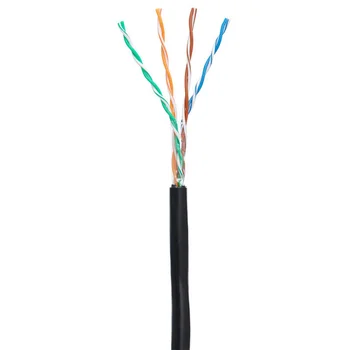 Кабель NETLAN U/UTP 4 пары, Кат.5e (Класс D), 100МГц, одножильный, BC (чистая медь), внешний, PE до -40C, черный, 100м