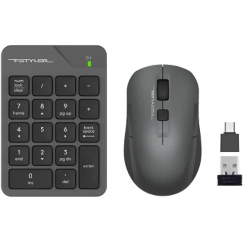 Числовой блок + мышь A4Tech Fstyler FG1600C Air клав:серый мышь:серый/черный USB беспроводная slim (FG1600C)