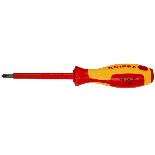 Отвертка крестовая PH2 VDE, длина лезвия 100 мм, L-212 мм, диэлектрическая, 2-компонентная рукоятка KN-982402