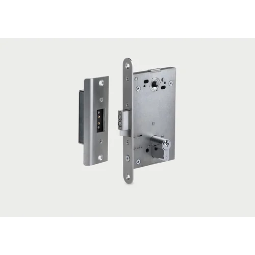 Врезной электромеханический замок с контактным устройством, нормально закрытый, межцентровое расстояние 85 мм