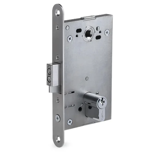 Врезной электромеханический замок с контактным устройством, нормально открытый, межцентровое расстояние 85 мм