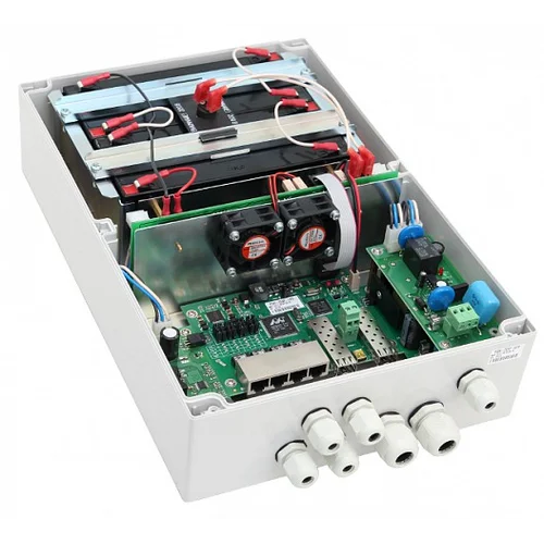 Уличный управляемый PoE коммутатор TFORTIS PSW-2G4F-UPS 4FE PoE +2 GB SFP порта, питание 220В, IP66 c системой бесперебойного питания, 4 АКБ в кмпл