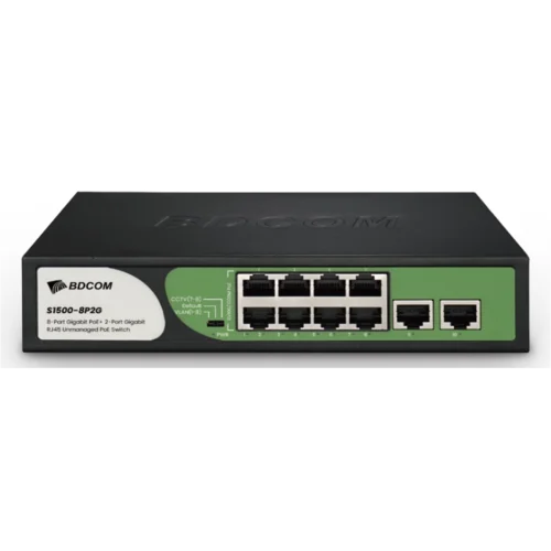 Неуправляемый PoE коммутатор, 8 портов GE PoE 90W + 2 порта GE uplink RJ45