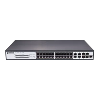 Управляемый PoE коммутатор уровня 2 BDCOM S2528-P, 24x 10/100/1000Base-T PoE 802.3af/at до 370W, 4x combo 1G SFP/RJ45, 220VAC