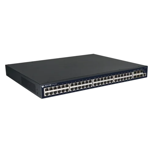 Управляемый PoE коммутатор уровня 3 BDCOM S3900-48P6X, 48x 10/100/1000BaseT PoE 802.3af/at до 740W, 6x 1/10GE SFP+, Hot Swap БП 1+1