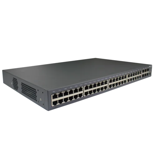 Управляемый коммутатор уровня 3 BDCOM S3900-48T6X-2DC, 48x 10/100/1000Base-T, 6x 1/10GE SFP+, Hot Swap БП 1+1, в комплекте 2x PSU ~36-72VDC