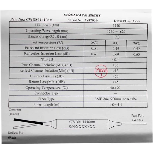 CWDM-фильтр, длина волны 1610нм, без коннекторов