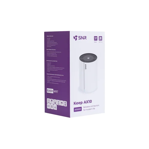Wi-Fi mesh роутер SNR AX3000, 802.11a/b/g/n/ac/ax,1x2.5GE, 1xGE RJ45