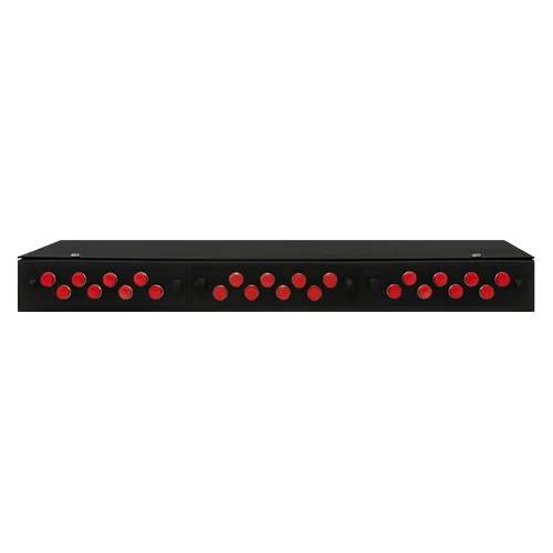 Кросс оптический 19" (ШКОС) укомплектованный на 24 FC порта, черный (комплект с розетками)