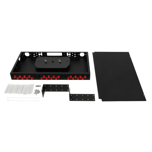 Кросс оптический 19" (ШКОС) укомплектованный на 24 FC порта, черный (комплект с розетками)