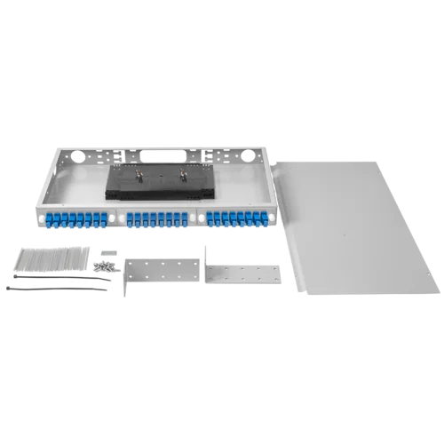 Кросс оптический 19" (ШКОС) укомплектованный на 24 SC порта (комплект с розетками)