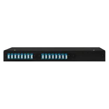 Кросс оптический 19" (ШКОС) укомплектованный на 32 LC порта, черный (комплект с розетками)