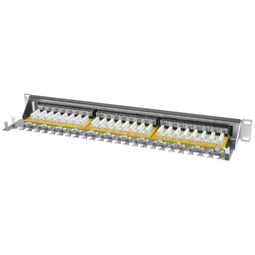 Коммутационная панель SNR, 19" экранированная, 1U, 24 порта, cat.5e, горизонтальная заделка