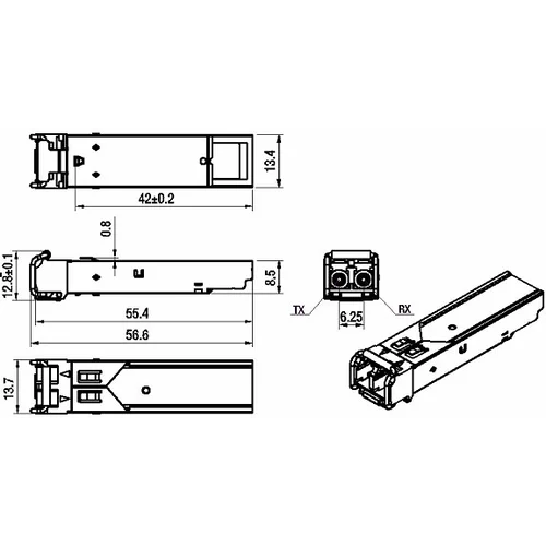 Модуль SFP+ CWDM оптический, дальность до 10км (10dB), 1550нм
