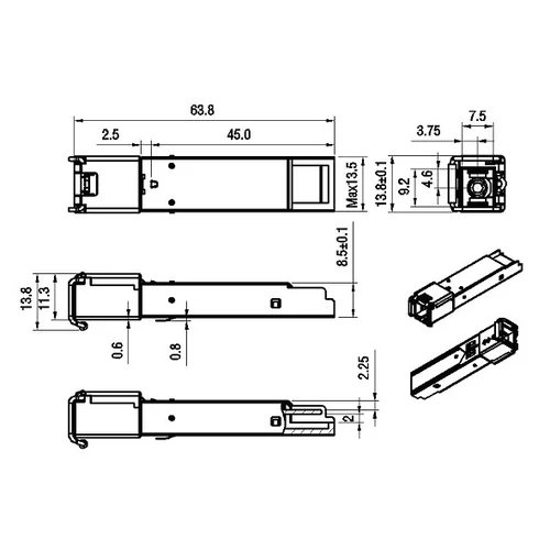 Модуль SFP 2.5G WDM, дальность до 10км SC (10dB), 1310нм