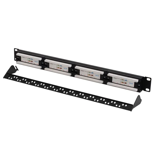 Коммутационная панель SNR, 19" неэкранированная, 1U, 24 порта, cat.5e, горизонтальная заделка