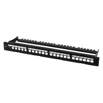 Коммутационная панель SNR, 19" для модулей KeyStone, незагруженная, неэкранированная, 1U, 24 порта, разборная, порты без шторок