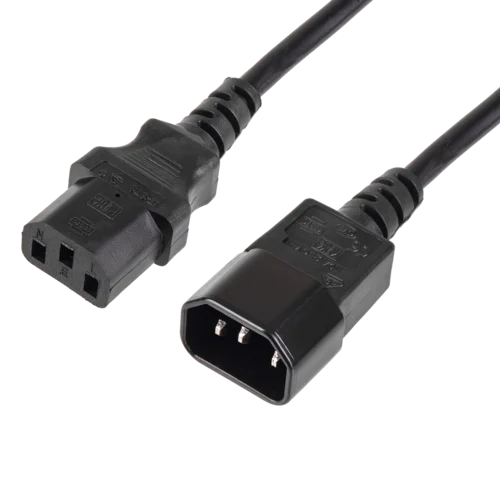 Кабель питания TLK, вход - разъём C14 (IEC 60320), выход - разъём C13 (IEC 60320), 3x1мм2, 1,8 м, 250В 10A, черный