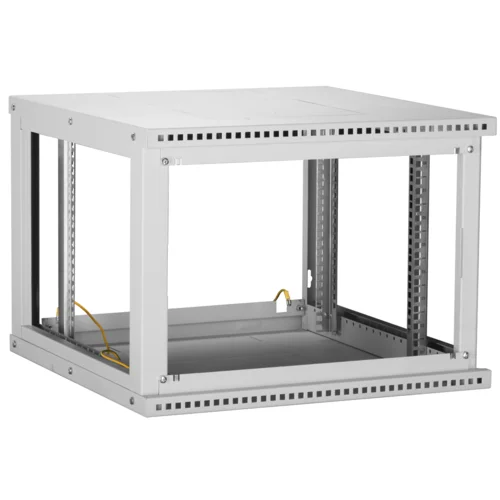 Настенный разборный шкаф TLK 19", 9U, стеклянная дверь, Ш600хВ436хГ600мм, 2 пары монтажных направляющих, серый