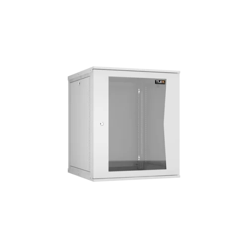 Настенный разборный шкаф TLK 19", 15U, стеклянная дверь, Ш600хВ703хГ600мм, 2 пары монтажных направляющих, серый