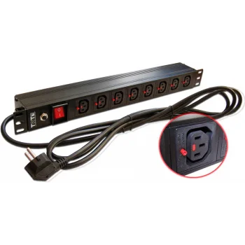Блок распределения питания Lanmaster TWT-PDU-10A8C3L-3.0 гор.размещ. 8xC13 базовые 10A Schuko 3м