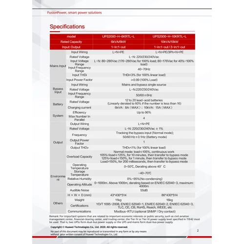 Источник бесперебойного питания Huawei-Dimprom ИБП2000-МБ1-10KVA+SNMP карта(02354GJL, RMS-SNMP01A)+Шасси для крепления ИБП в 19" (21245590, static ra